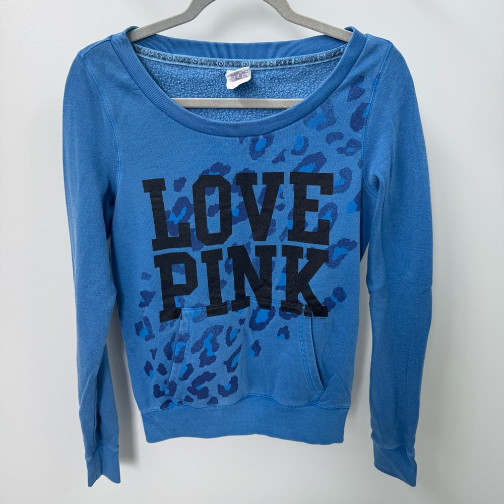 Pink Victoria’s Secret Blue Crewneck Sweater Top XS